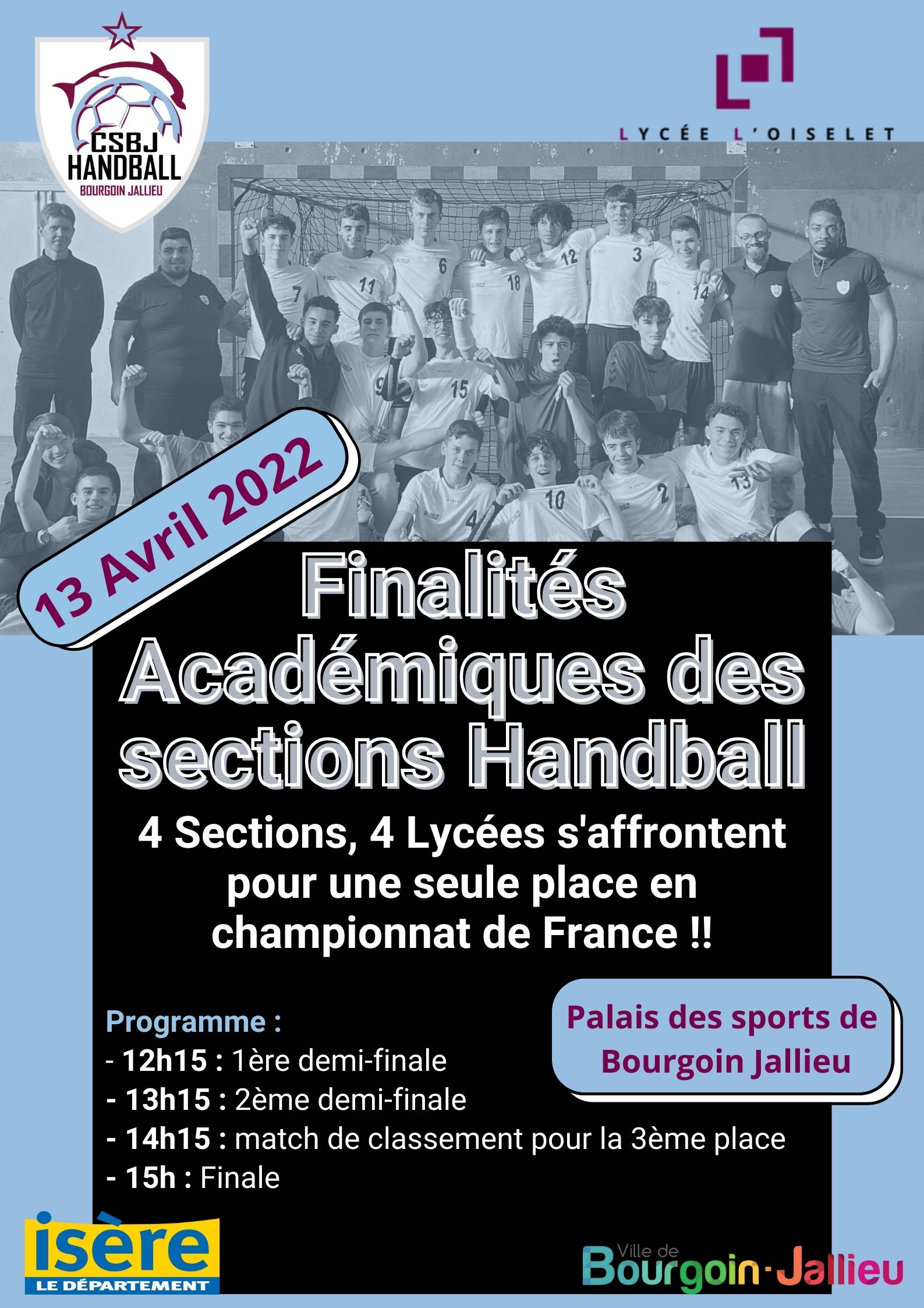 Finalités Académiques pour les sections Handball du Lycée de l'Oiselet Féminine et Masculine